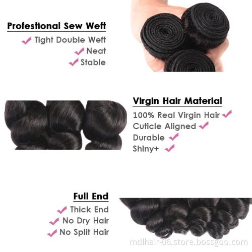 10A Hot Selling Women Extension Human Hair Loose Wave Virgin Hair Wholesale Human Hair Extension Bundles With Closure